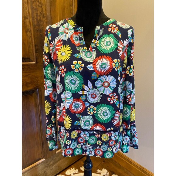 crown & ivy Tops - Crown & Ivy Womens Blouse Size Large Boho Peasant Patterened Bell Sleeve Top